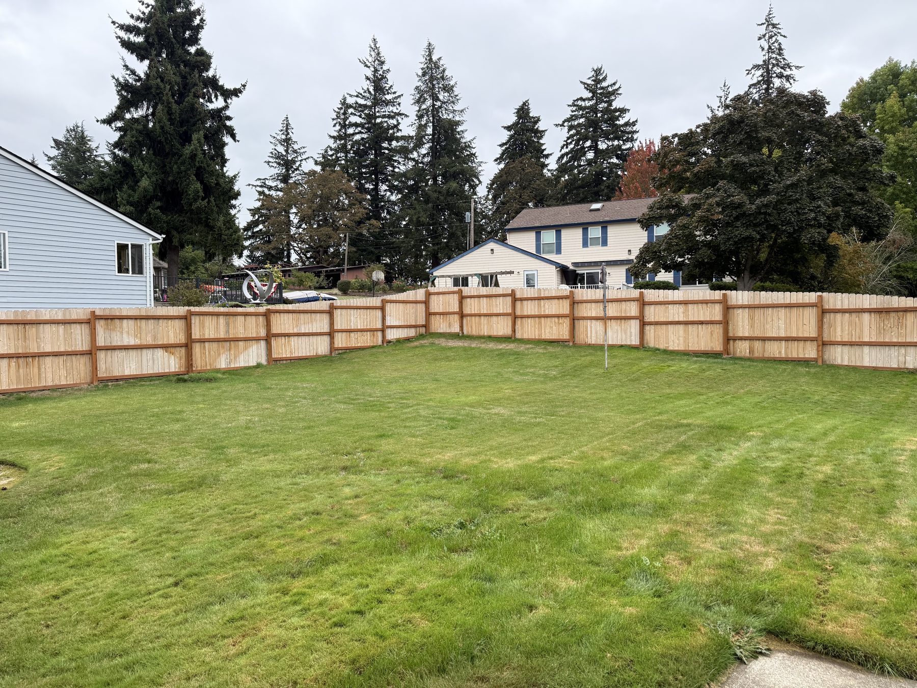 Fenced backyard