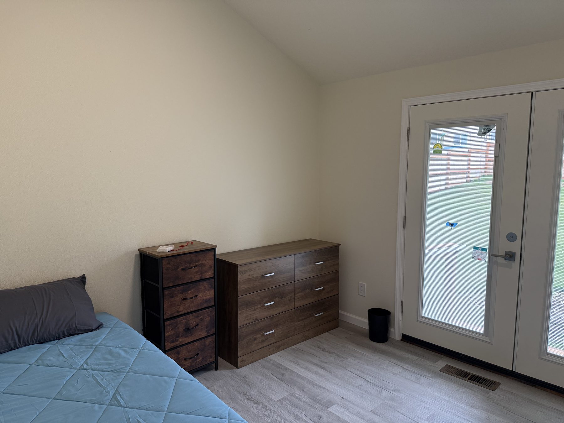 Bedroom with glass door